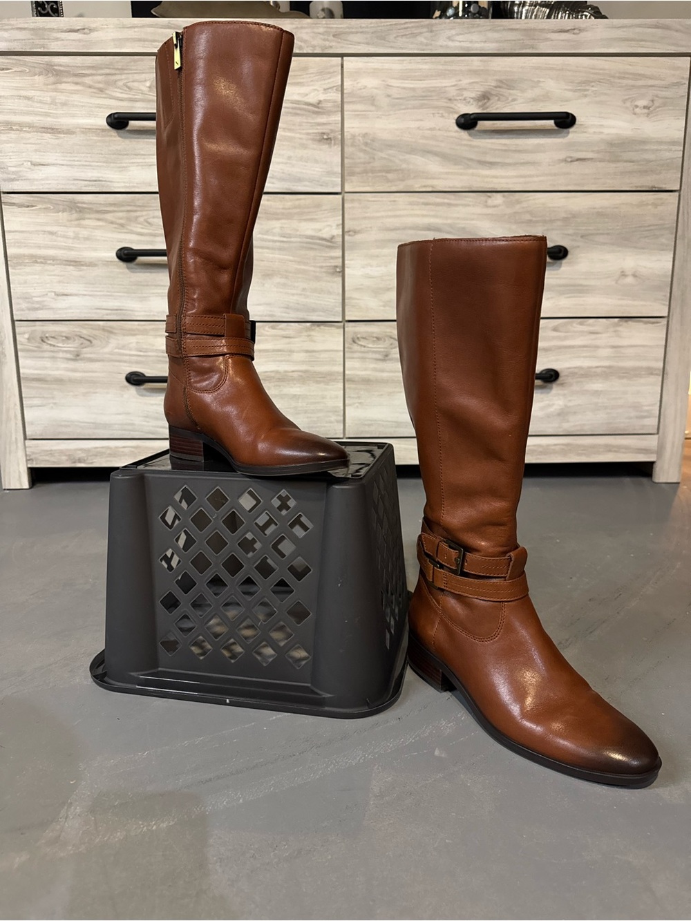Naturalizer Classic Women's Tall Riding Boots in Cognac Brown